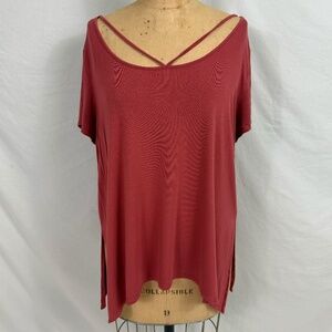 Mossimo Supply Co. Brick Colored Short Sleeve Scoop Neck Blouse XL